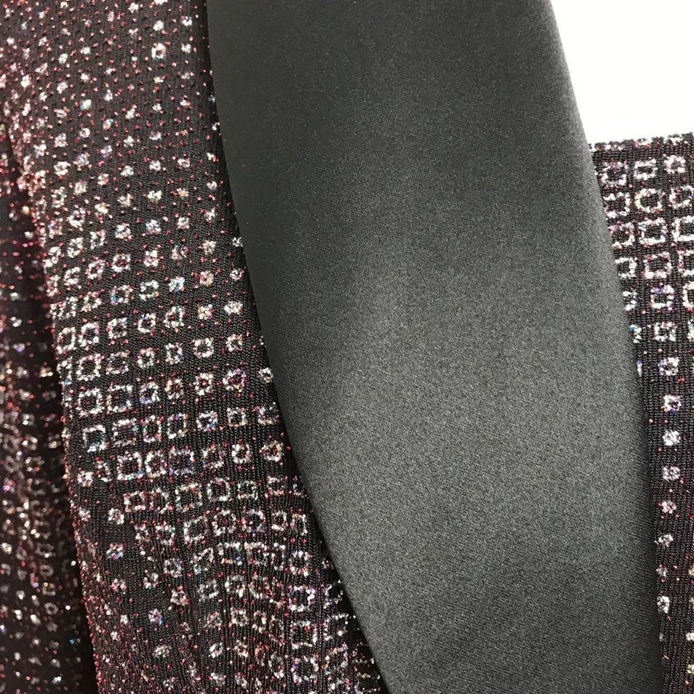 Black with Red Glitter Twinset Black Satin Shawl Tuxedo Lapel
